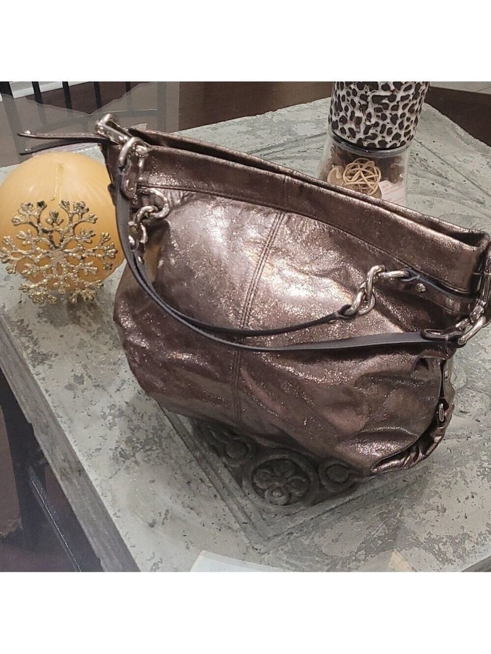COACH METALIC LATHER SHOULDER BAG PURSE
